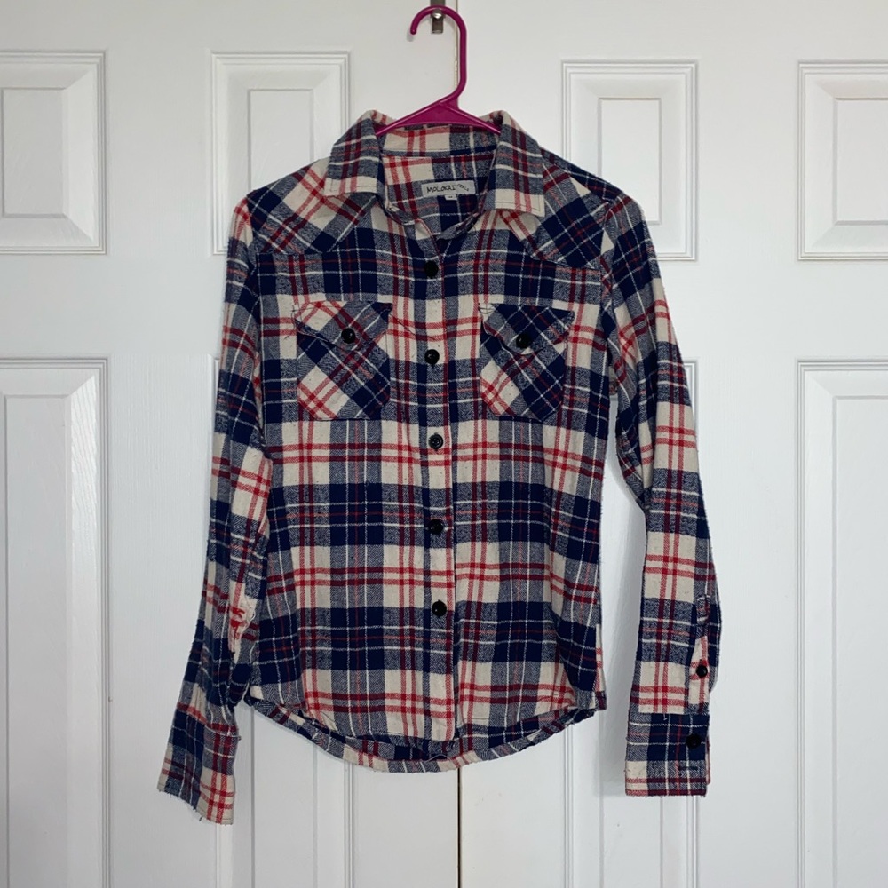 Flannel button down top